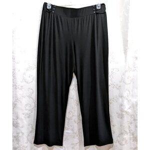 High Waist Stretch Black Knit Pants 2X Straight Leg Comfy Pull-On Sailor Pants